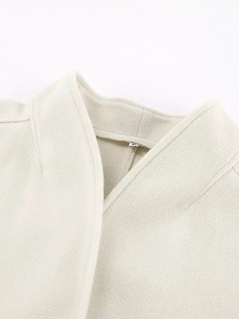 Elegant Stand Collar Open Front Outerwear  Style Ratio