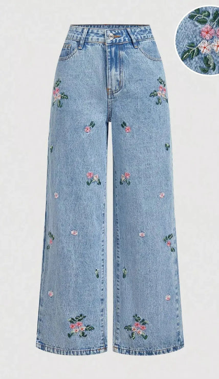 Embroidered Wide Leg Jeans  Style Ratio