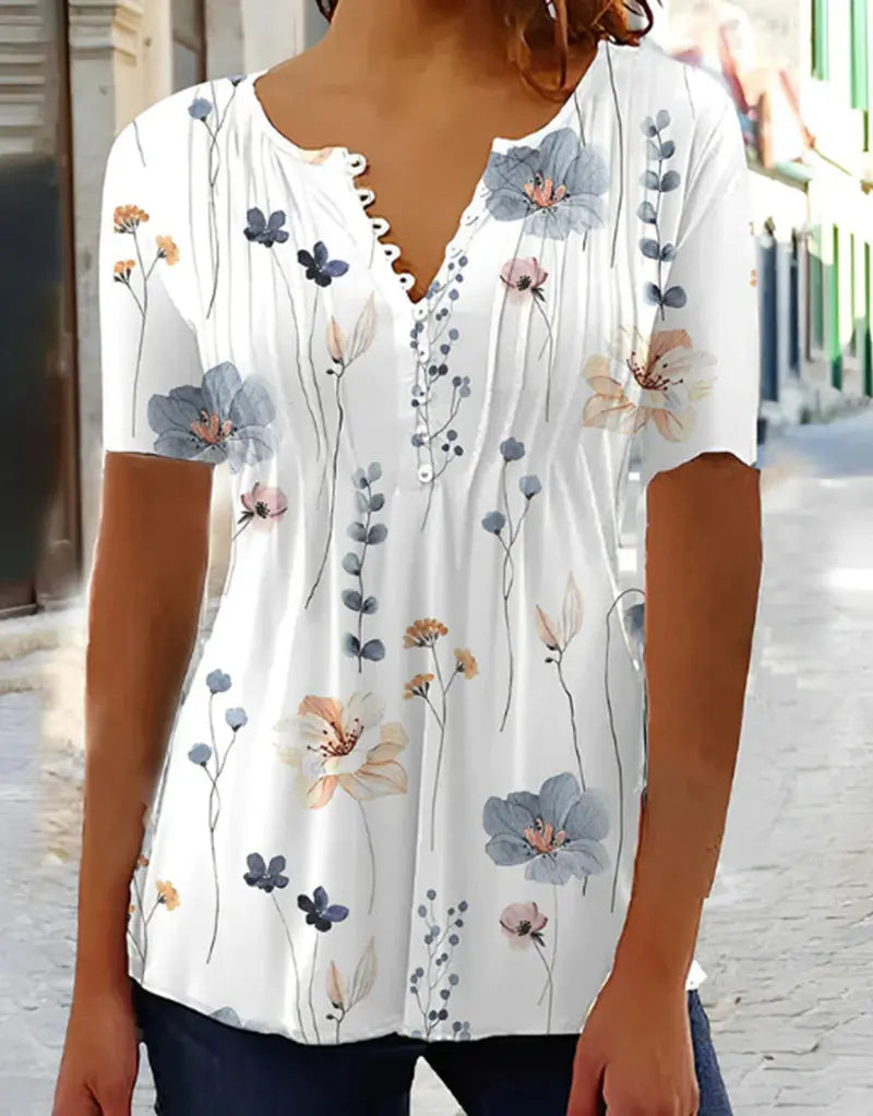 Short Sleeve Buttoned Blouse  Style Ratio