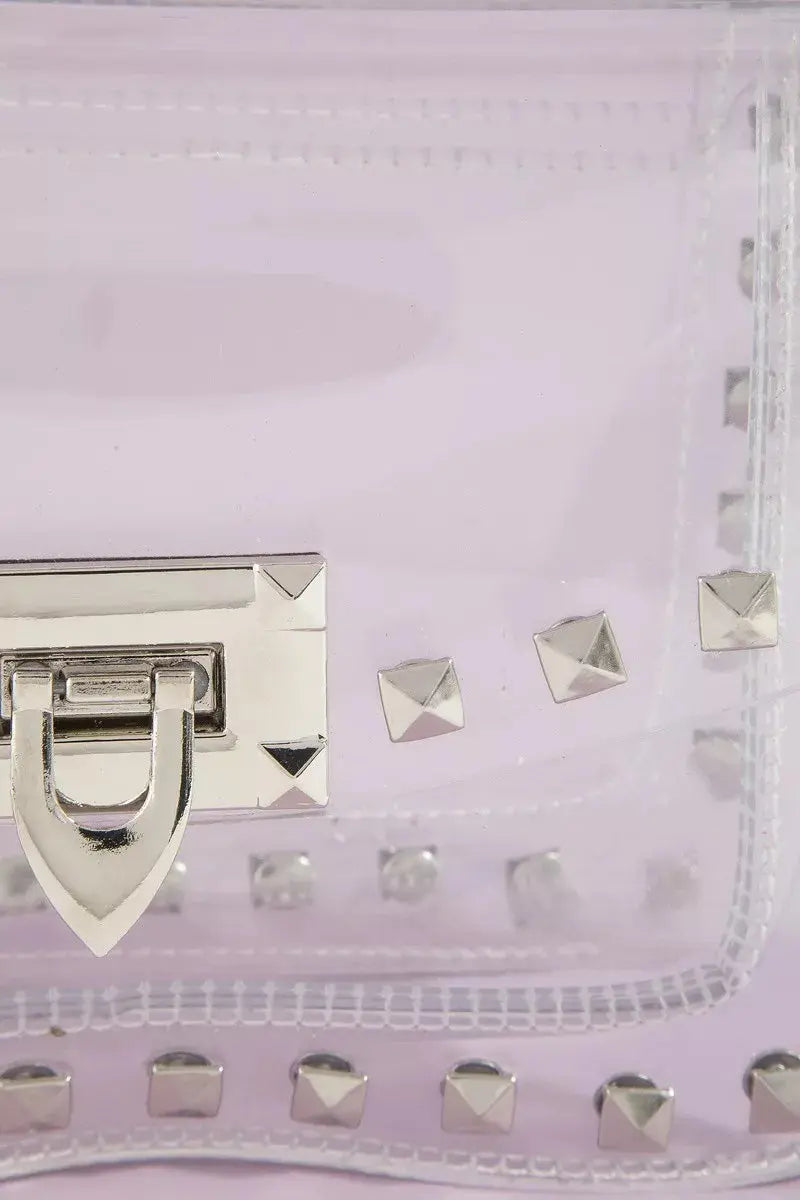 Fame Clear Studded Crossbody Stadium Bag With Chain Strap  Style Ratio