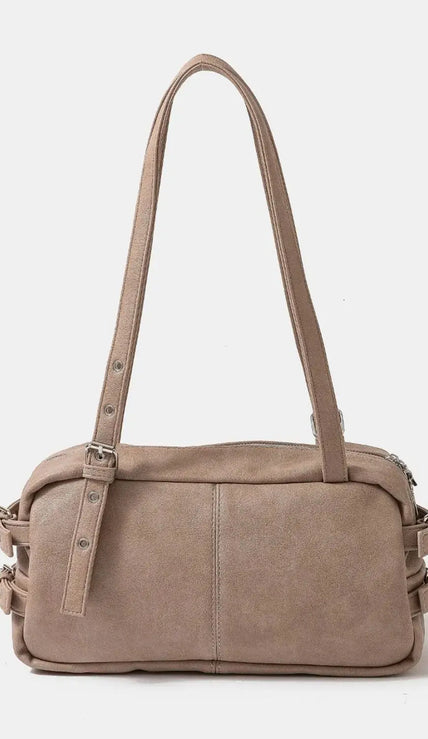 Fame Multi Grommet Belt Strap Rustic Rectangular Hand Bag  Style Ratio