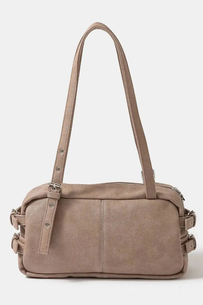 Fame Multi Grommet Belt Strap Rustic Rectangular Hand Bag  Style Ratio