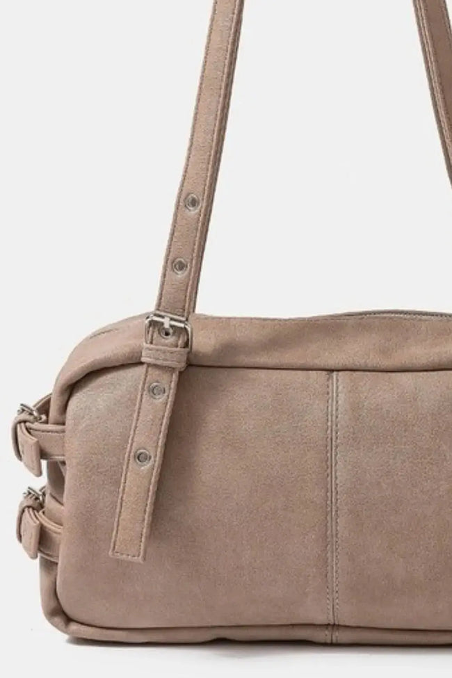 Fame Multi Grommet Belt Strap Rustic Rectangular Hand Bag  Style Ratio