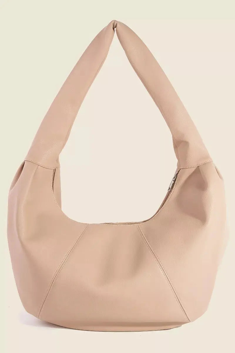 Fame Panel Stitch Crescent Leather Shoulder Bag  Style Ratio