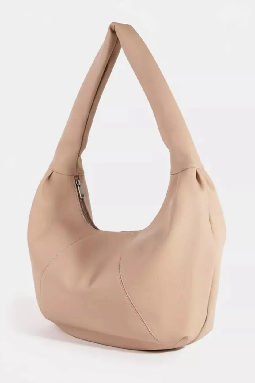 Fame Panel Stitch Crescent Leather Shoulder Bag  Style Ratio