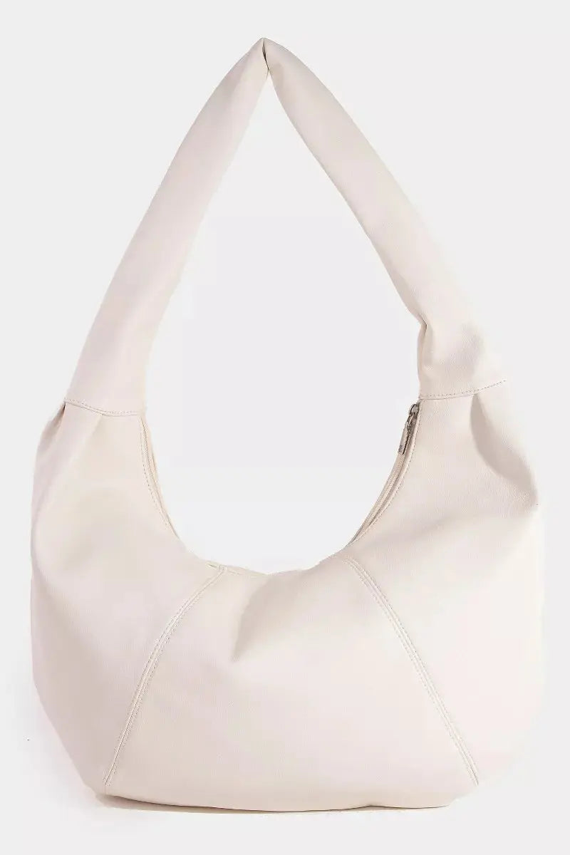 Fame Panel Stitch Crescent Leather Shoulder Bag  Style Ratio