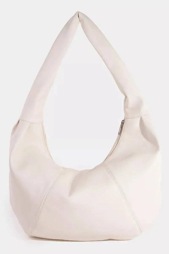 Fame Panel Stitch Crescent Leather Shoulder Bag  Style Ratio