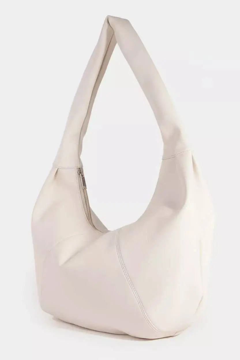 Fame Panel Stitch Crescent Leather Shoulder Bag  Style Ratio