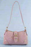 Fame Studded Saffiano Buckle Strap Shoulder Bag  Style Ratio
