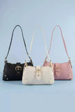 Fame Studded Saffiano Buckle Strap Shoulder Bag  Style Ratio