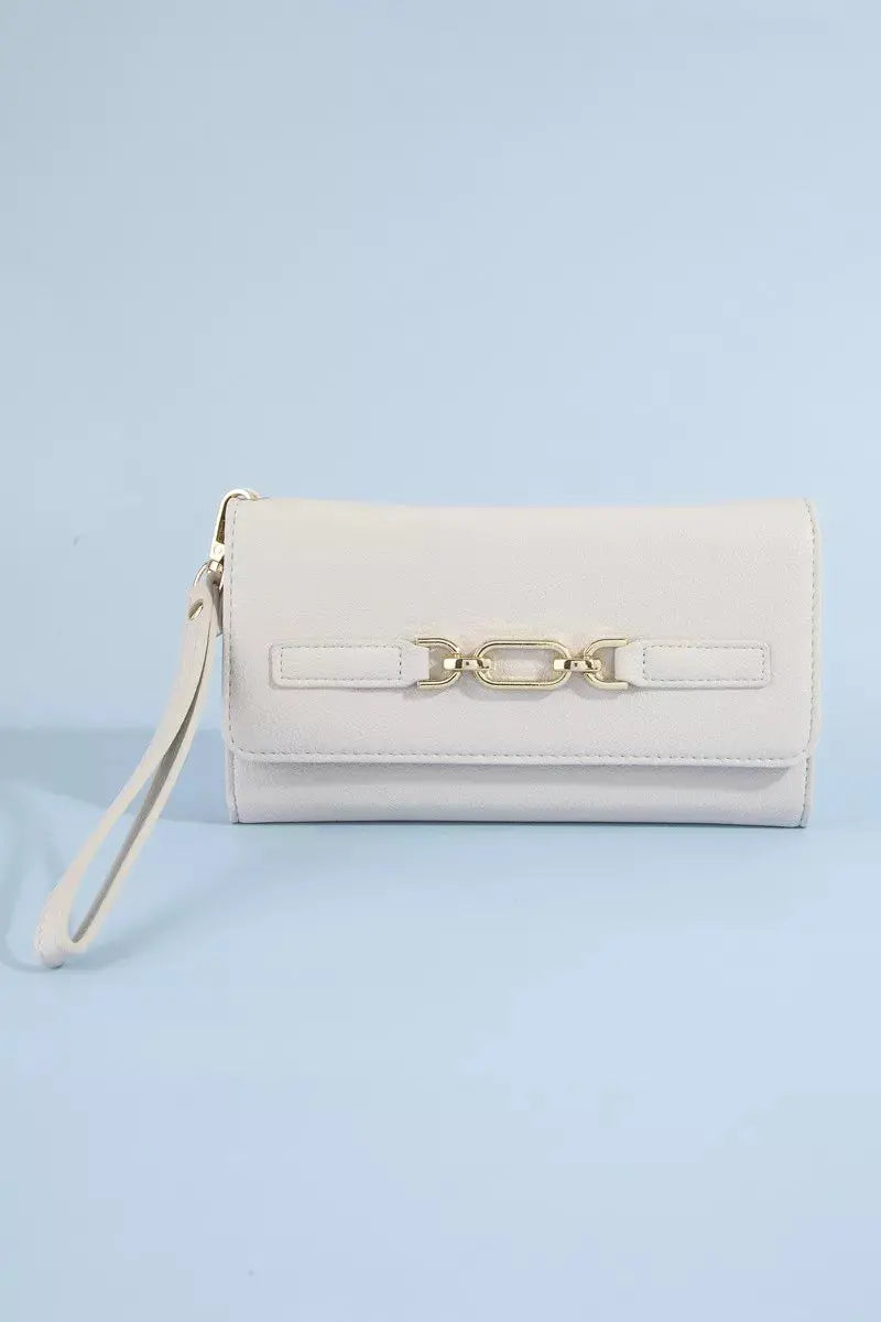 Fame Vegan Leather Chain Buckle Wristlet Wallet  Style Ratio