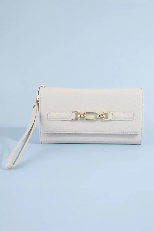 Fame Vegan Leather Chain Buckle Wristlet Wallet  Style Ratio
