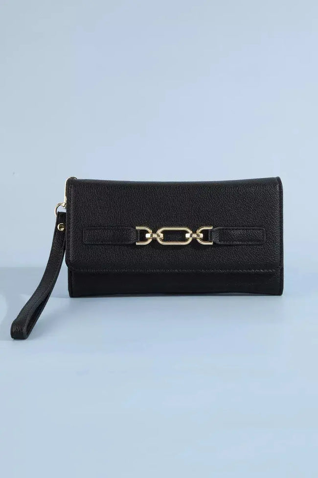 Fame Vegan Leather Chain Buckle Wristlet Wallet  Style Ratio