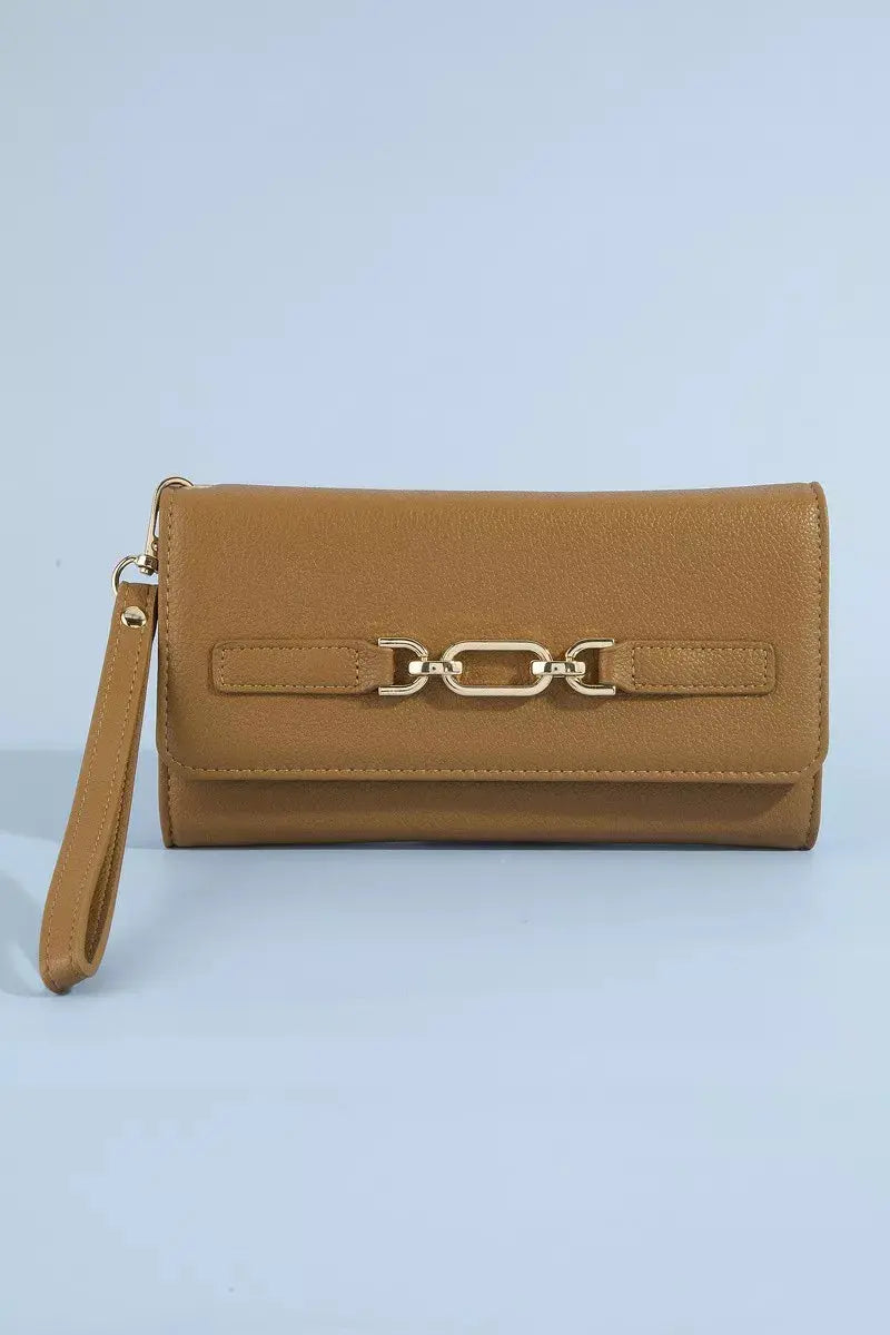 Fame Vegan Leather Chain Buckle Wristlet Wallet  Style Ratio
