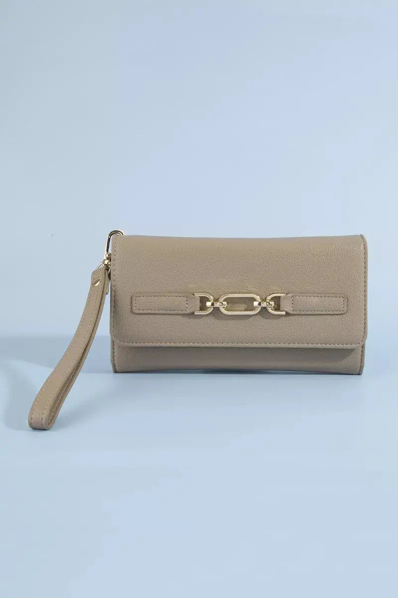 Fame Vegan Leather Chain Buckle Wristlet Wallet  Style Ratio