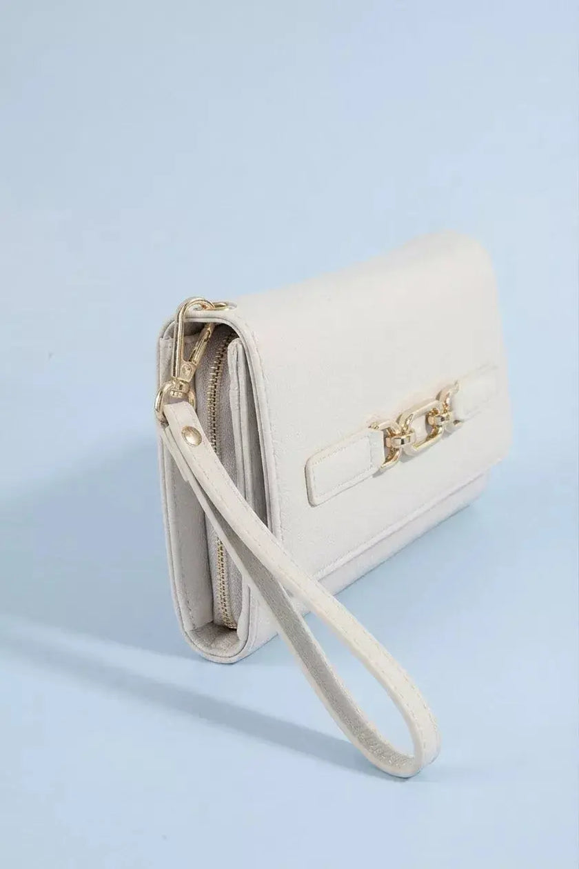 Fame Vegan Leather Chain Buckle Wristlet Wallet  Style Ratio
