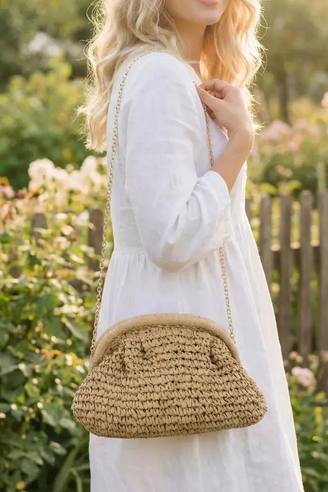 Fame Woven Raffia Frame Shoulder Bag  Style Ratio