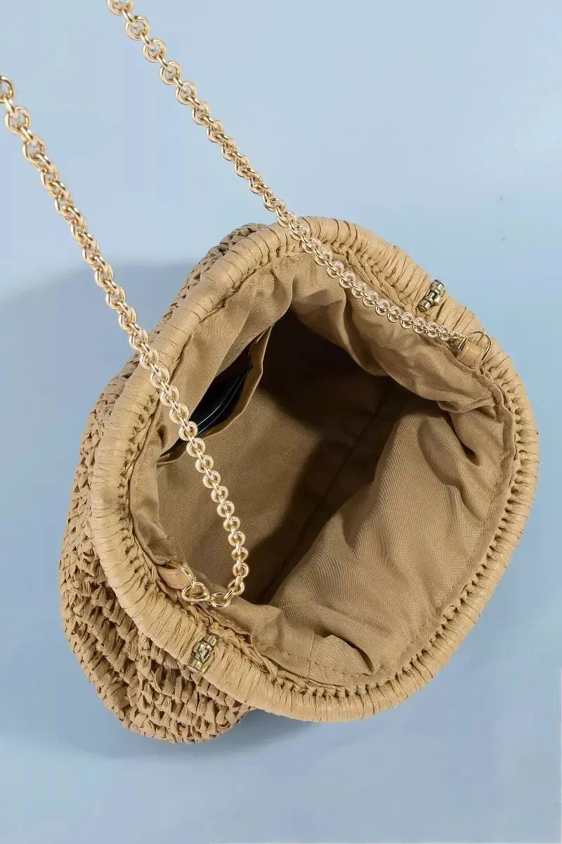Fame Woven Raffia Frame Shoulder Bag  Style Ratio