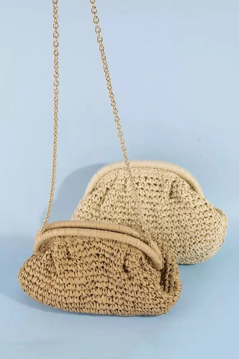 Fame Woven Raffia Frame Shoulder Bag  Style Ratio