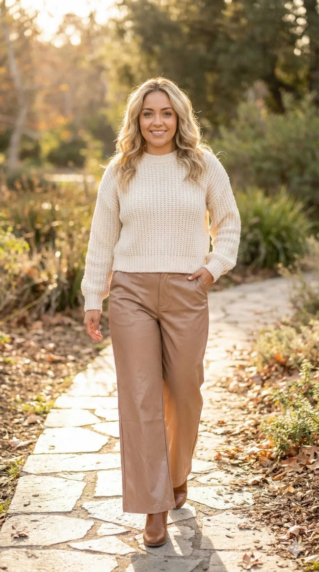 Faux Leather Wide Leg Pants  Style Ratio