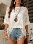 Floral Lace Sheer Round Neck Top  Style Ratio