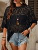 Floral Lace Sheer Round Neck Top  Style Ratio