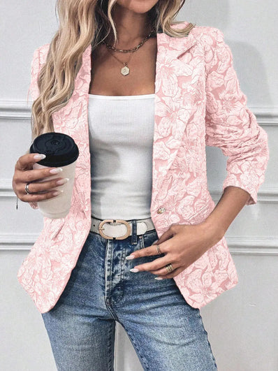 Floral Print Single Button Blazer with Pockets  Style Ratio