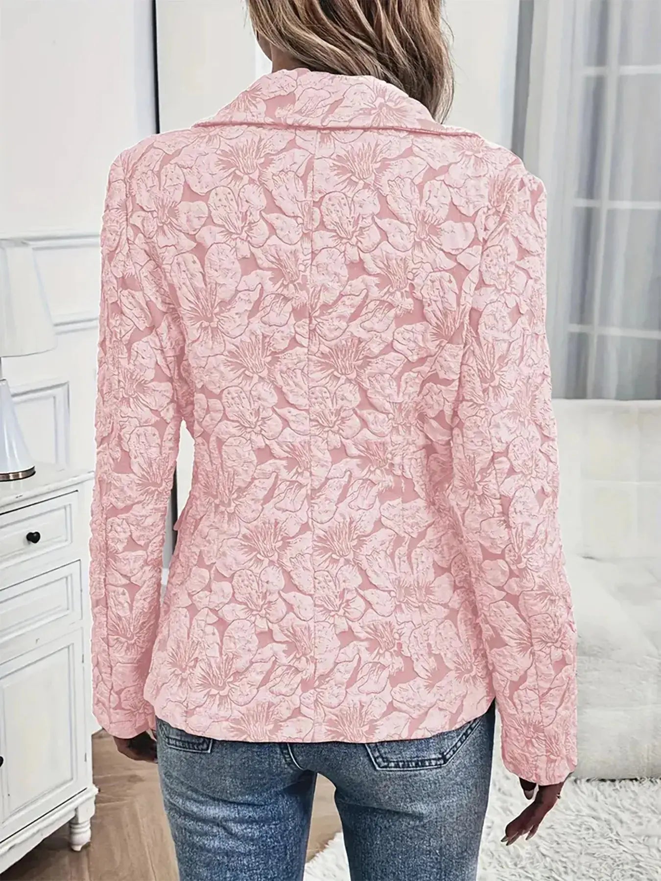 Floral Print Single Button Blazer with Pockets  Style Ratio
