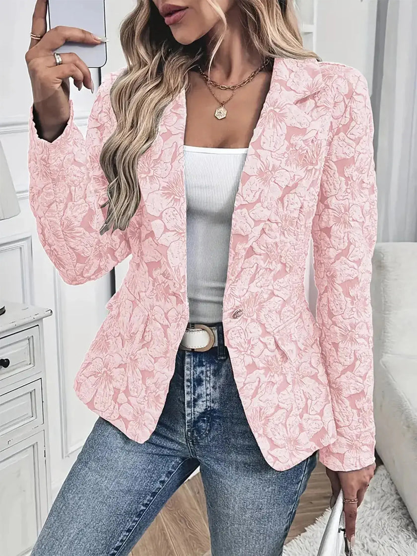 Floral Print Single Button Blazer with Pockets  Style Ratio