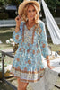 Floral Printed Button Down V Neck Long Sleeve Dress  Style Ratio
