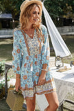 Floral Printed Button Down V Neck Long Sleeve Dress  Style Ratio