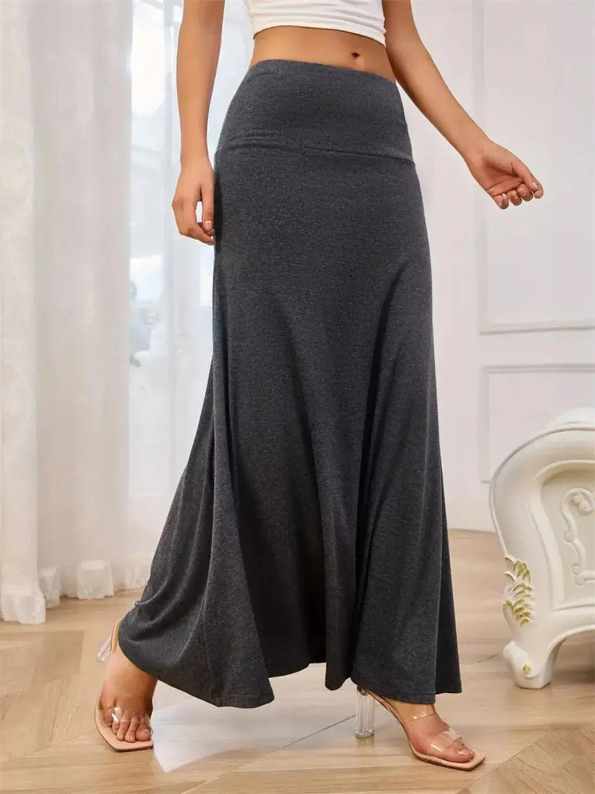 Flowy Maxi Skirt with Wide Waistband  Style Ratio