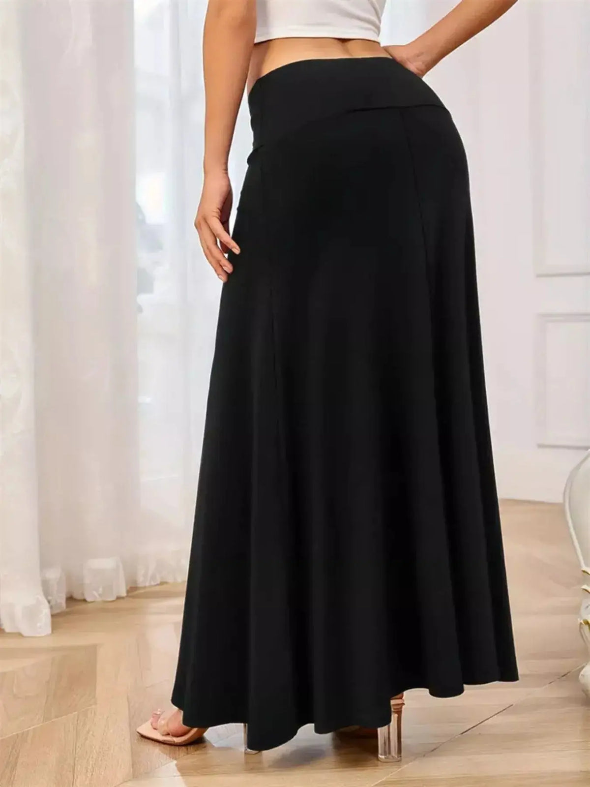 Flowy Maxi Skirt with Wide Waistband  Style Ratio