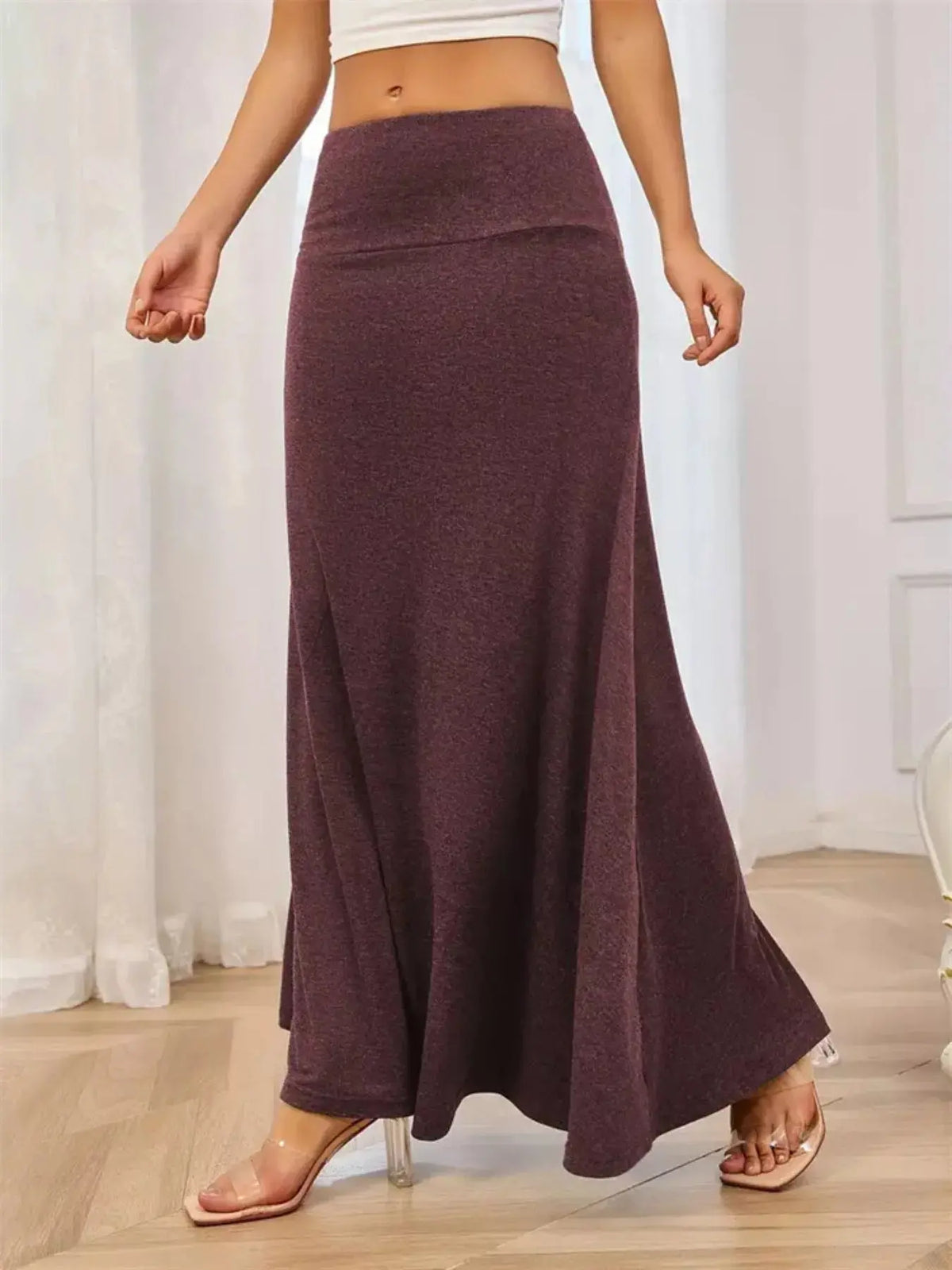 Flowy Maxi Skirt with Wide Waistband  Style Ratio
