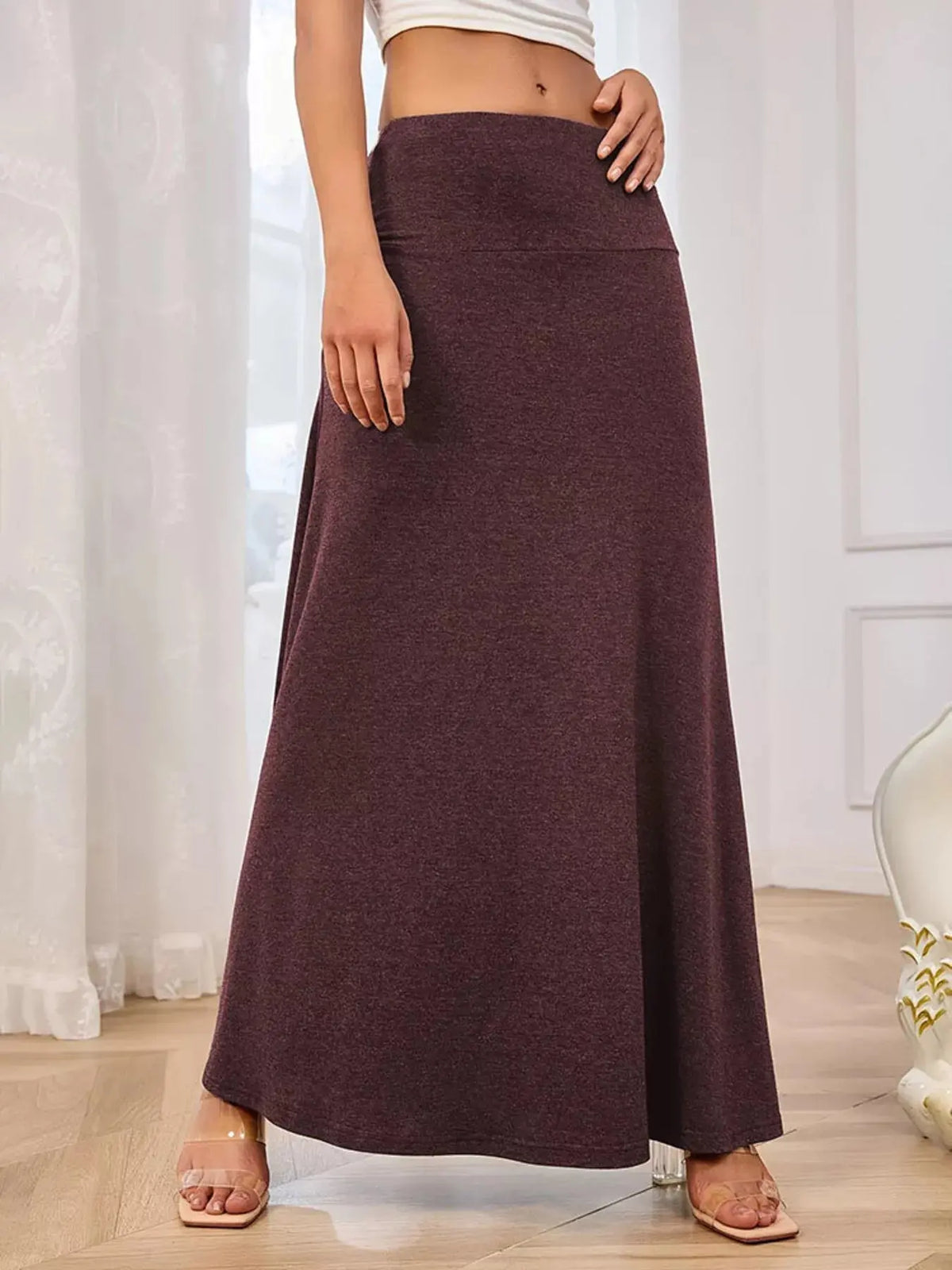 Flowy Maxi Skirt with Wide Waistband  Style Ratio