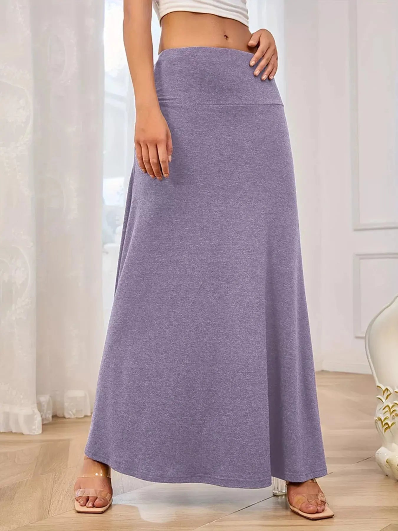 Flowy Maxi Skirt with Wide Waistband  Style Ratio