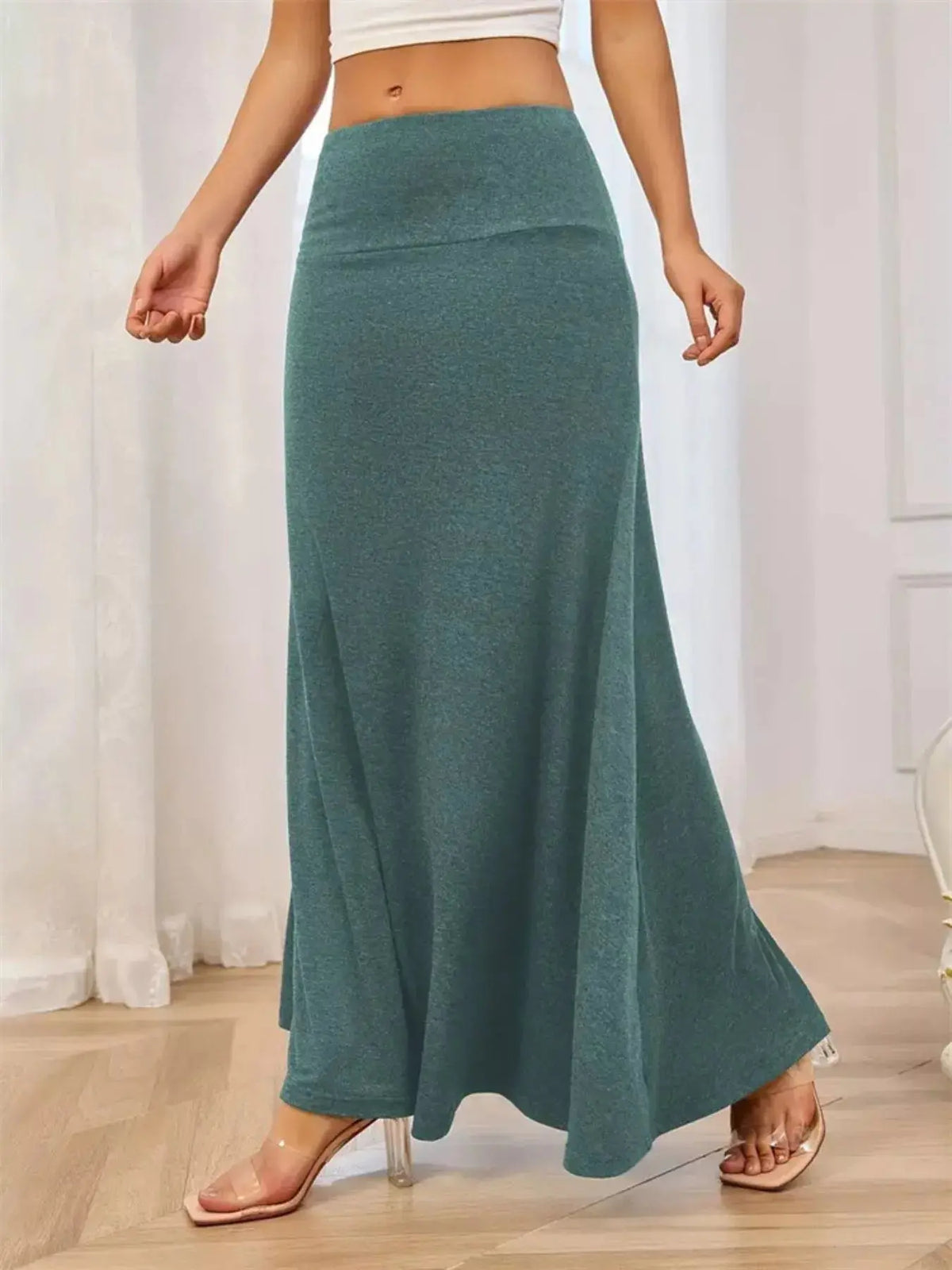 Flowy Maxi Skirt with Wide Waistband  Style Ratio