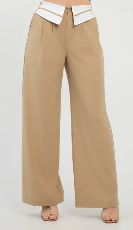 Front Button Fold-over Inside Zipper Pants  Style Ratio