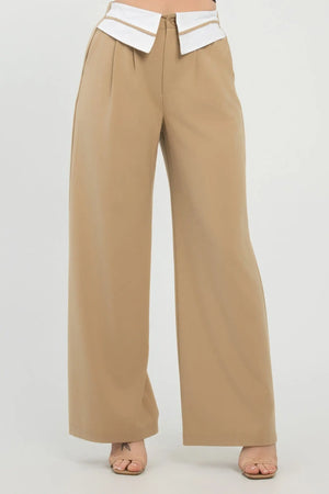 Front Button Fold-over Inside Zipper Pants  Style Ratio