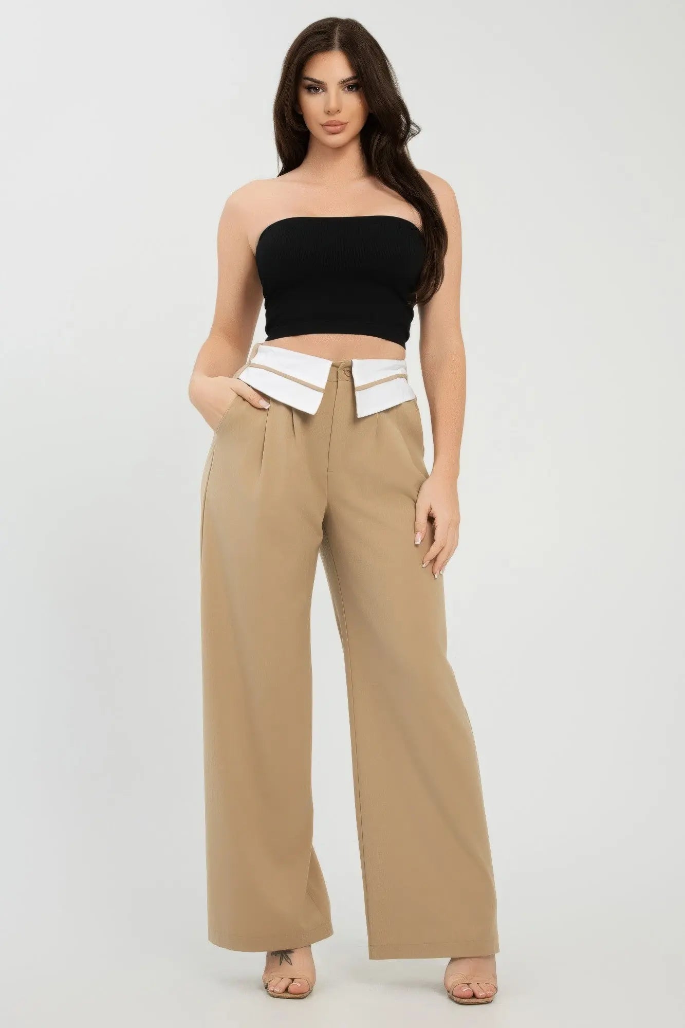 Front Button Fold-over Inside Zipper Pants  Style Ratio