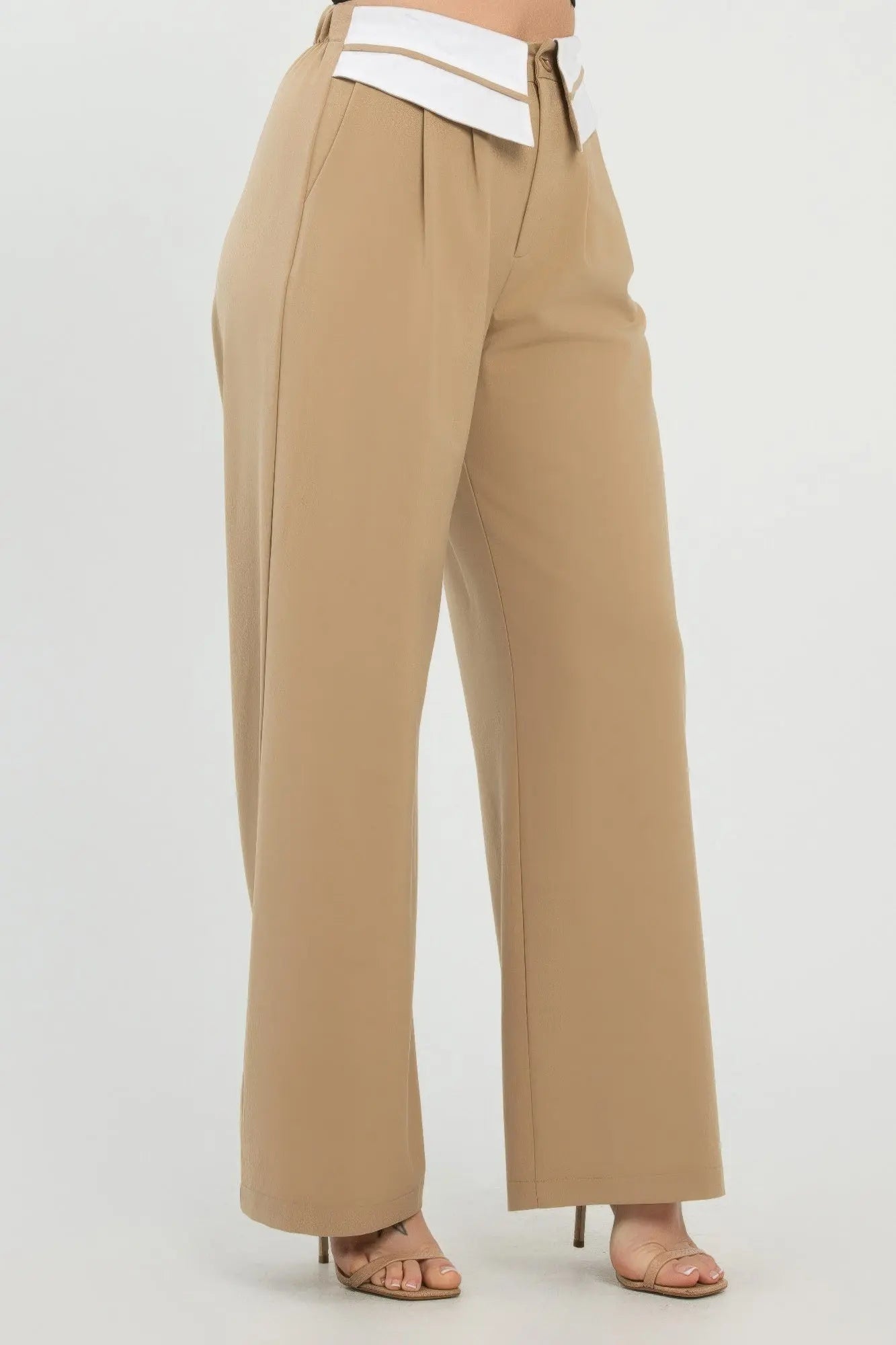 Front Button Fold-over Inside Zipper Pants  Style Ratio