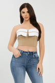 Front Fold-over Color Contrast Tube Top  Style Ratio