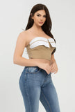 Front Fold-over Color Contrast Tube Top  Style Ratio