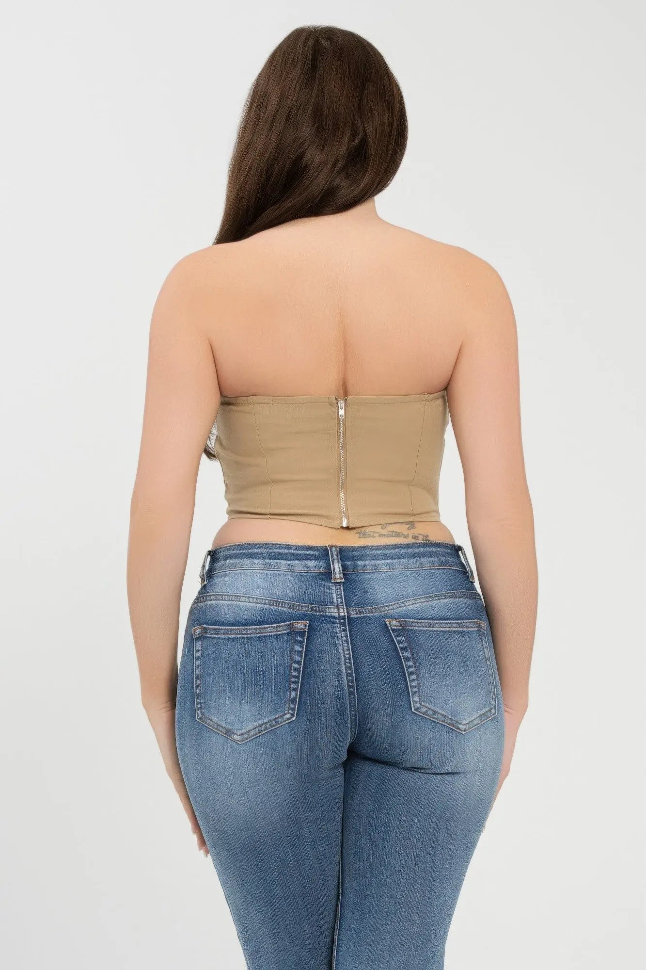Front Fold-over Color Contrast Tube Top  Style Ratio