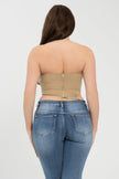 Front Fold-over Color Contrast Tube Top  Style Ratio
