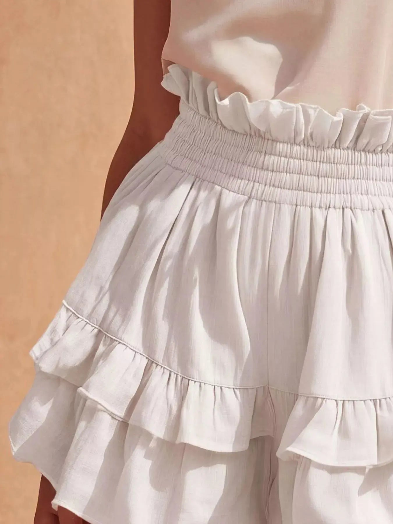 Full Size Ruffled High-Waisted Shorts Plus Size  Style Ratio