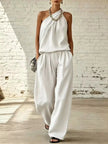 Full Size Sleeveless Top and Wide-Leg Pants Set Plus Size  Style Ratio