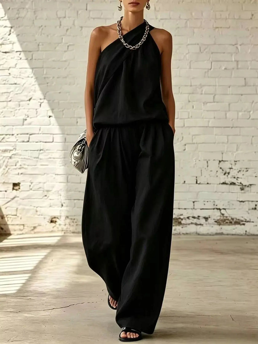 Full Size Sleeveless Top and Wide-Leg Pants Set Plus Size  Style Ratio