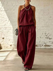 Full Size Sleeveless Top and Wide-Leg Pants Set Plus Size  Style Ratio