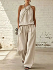 Full Size Sleeveless Top and Wide-Leg Pants Set Plus Size  Style Ratio